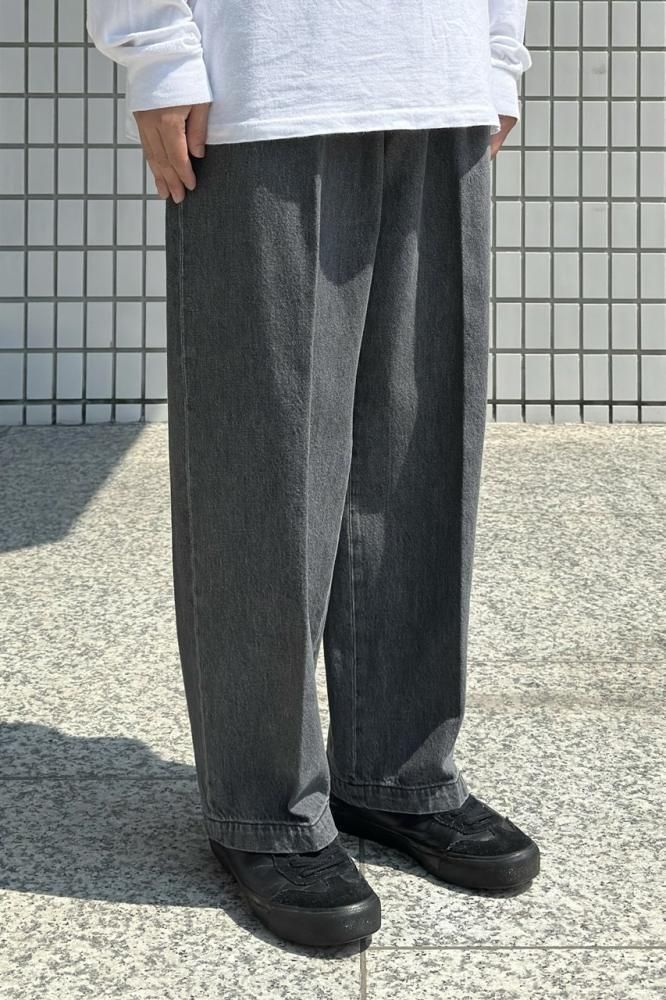 Easy Wide Tapered Pants -12.5oz Denim-(Grey) - H-L Easy Wide Tapered Pants -12.5oz Denim-(Grey) - H-L