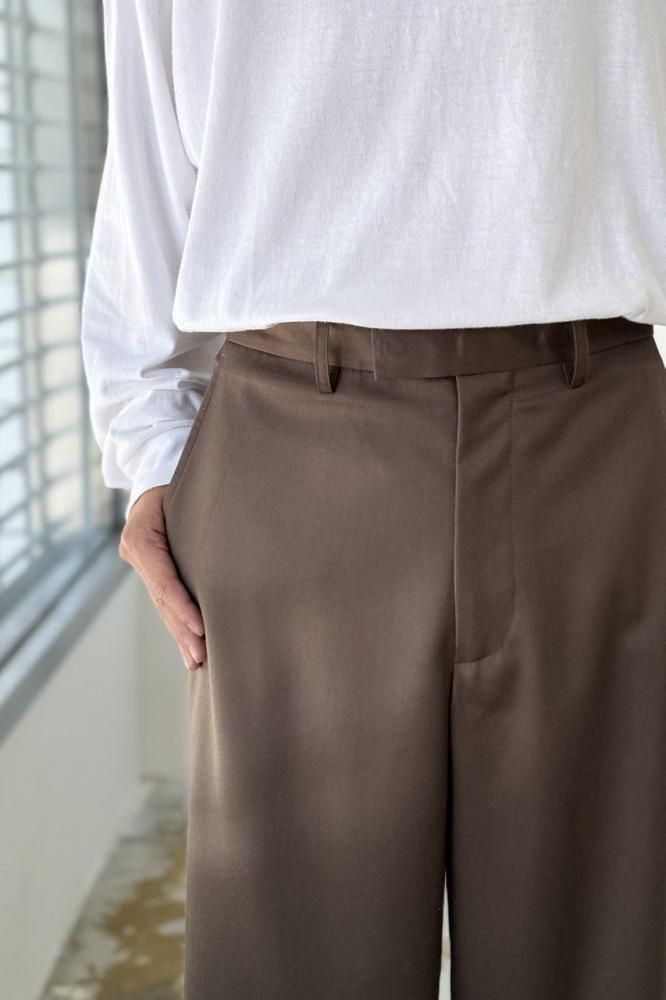UW1140 - Wool Wide Slacks(BROWN) - H-L