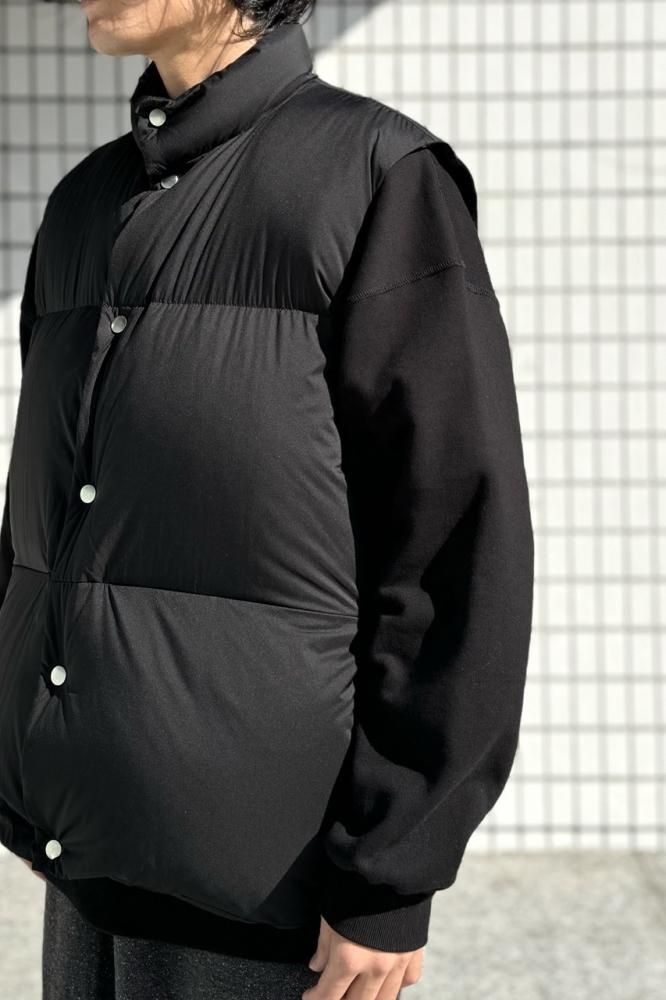 DOWN VEST -RECYCLE NYLON MINI RIPSTOP-(BLACK) - H-L
