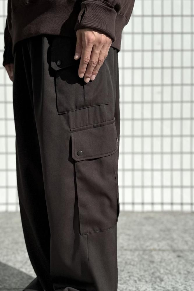 CARGO POCKET WIDE EASY TROUSERS(GREY KHAKI) - H-L
