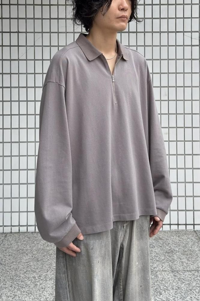 HALF ZIP POLO LS SHIRT(GRAY) - H-L