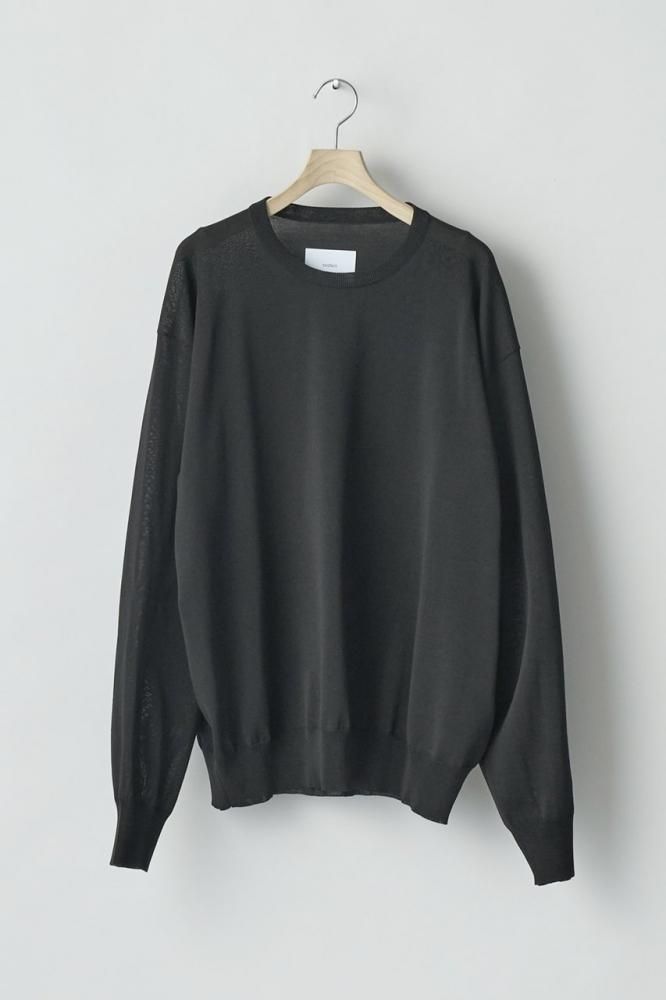 WOOL SILK KNIT TUCKED LS(BLACK)