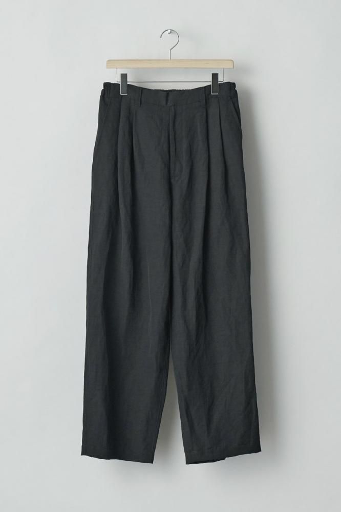 LI/NY POPLIN WIDE EASY TROUSERS(BLACK)