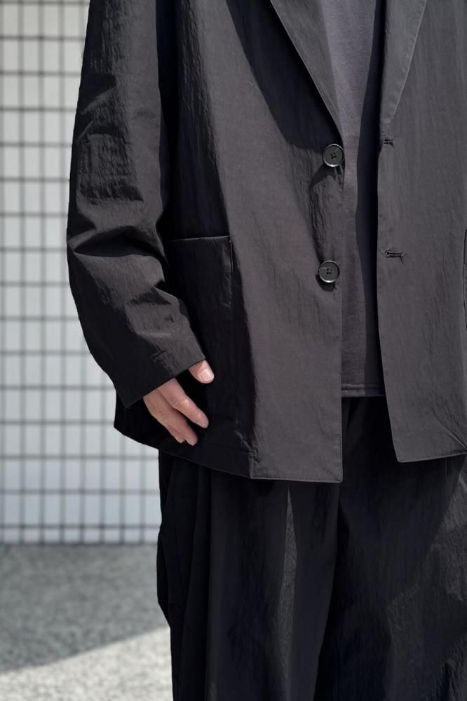 WINDPROOF NYLON SINGLE BREASTED JACKET(BLACK) - H-L