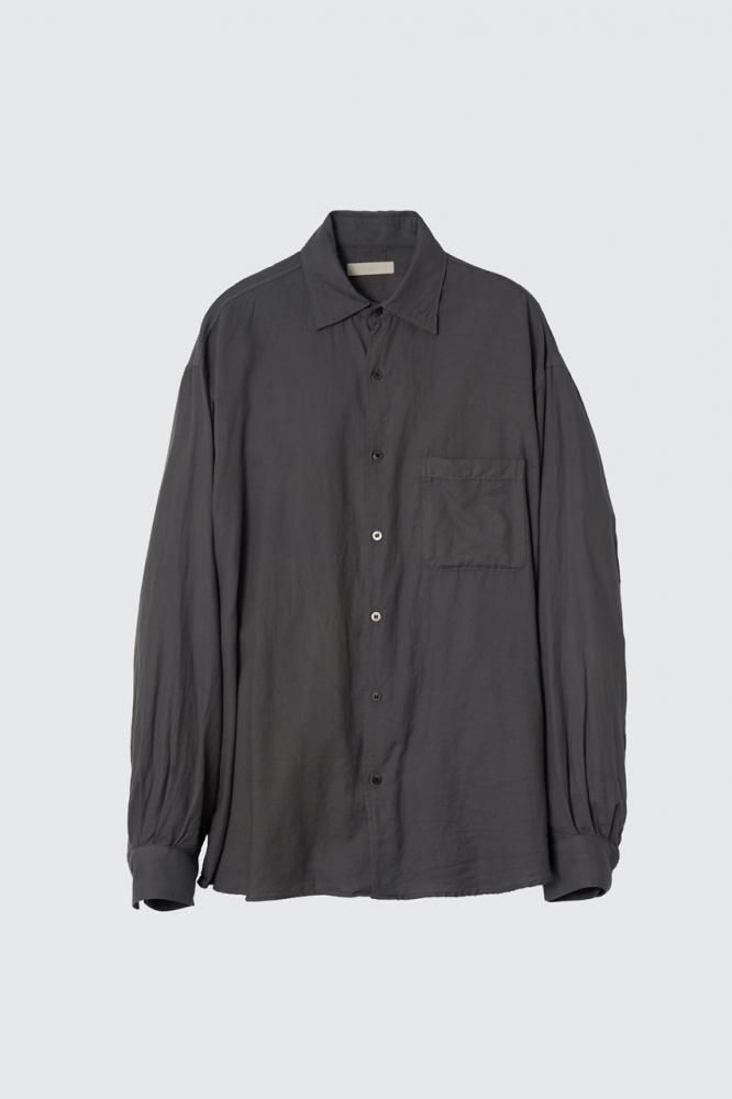 GARMENT DYED COTTON SILK TWILL SHIRT(CARBON) - H-L