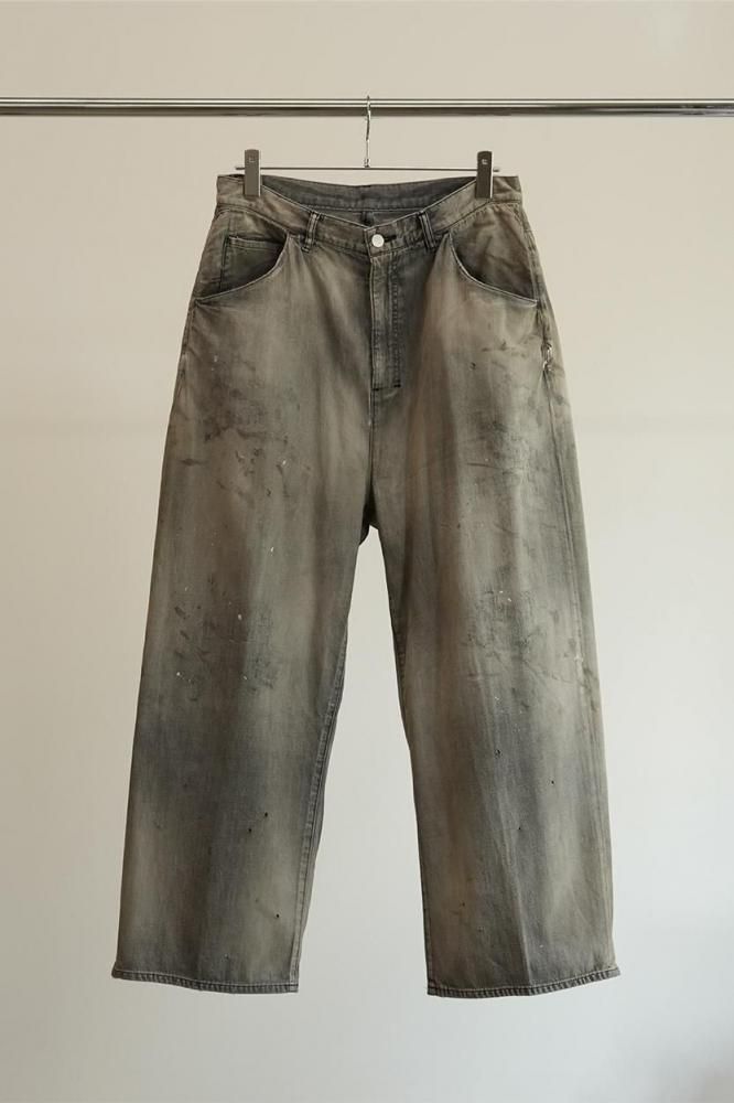 LIGHT OZ WIDE STRAIGHT DENIM PANTS(BLACK)