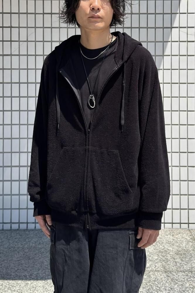 comoli 25ss パイルパーカー BLACK COMOLI (コモリ) パイルジップパーカ
