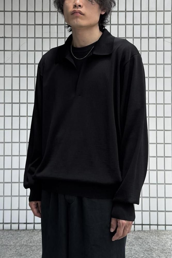 WOOL/SILK KNIT SKIPPER LS(BLACK) - H-L