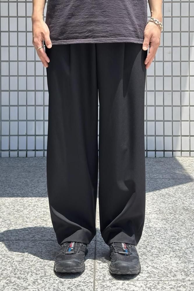 WOOL TROPICAL LOOSE FIT PANTS(BLACK)