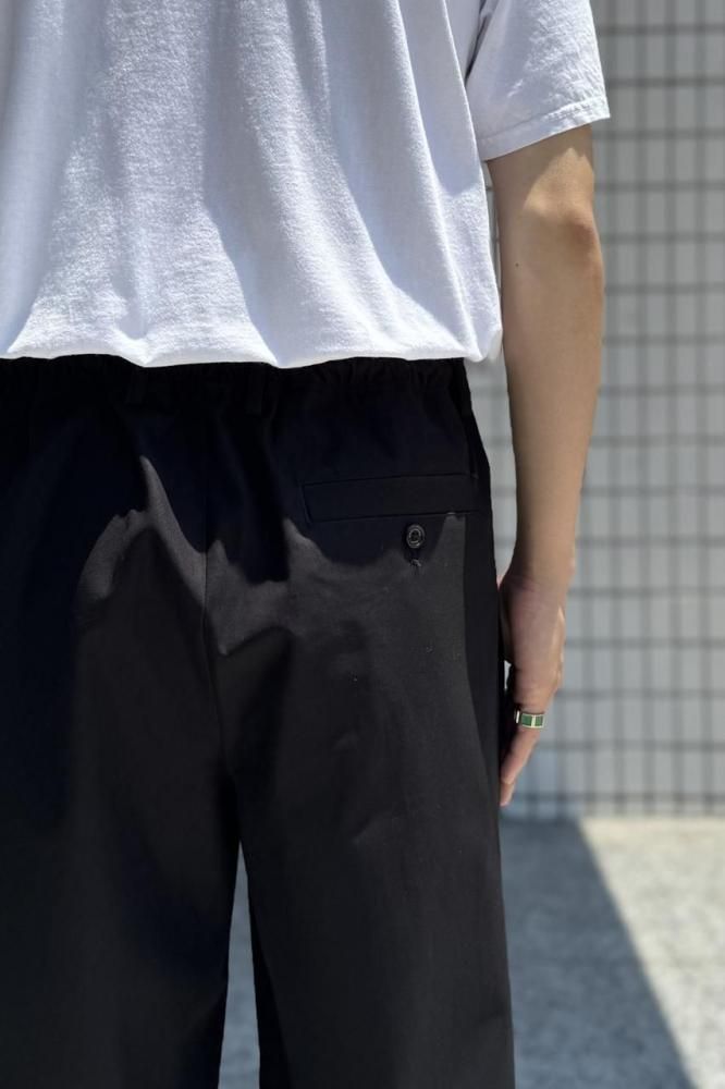スーツ ORGANIC COTTON DOUBLE PLEATED TROUSERS ORGANIC COTTON GABARDINE DOUBLE PLEATED EASY TROUSERS(BLACK