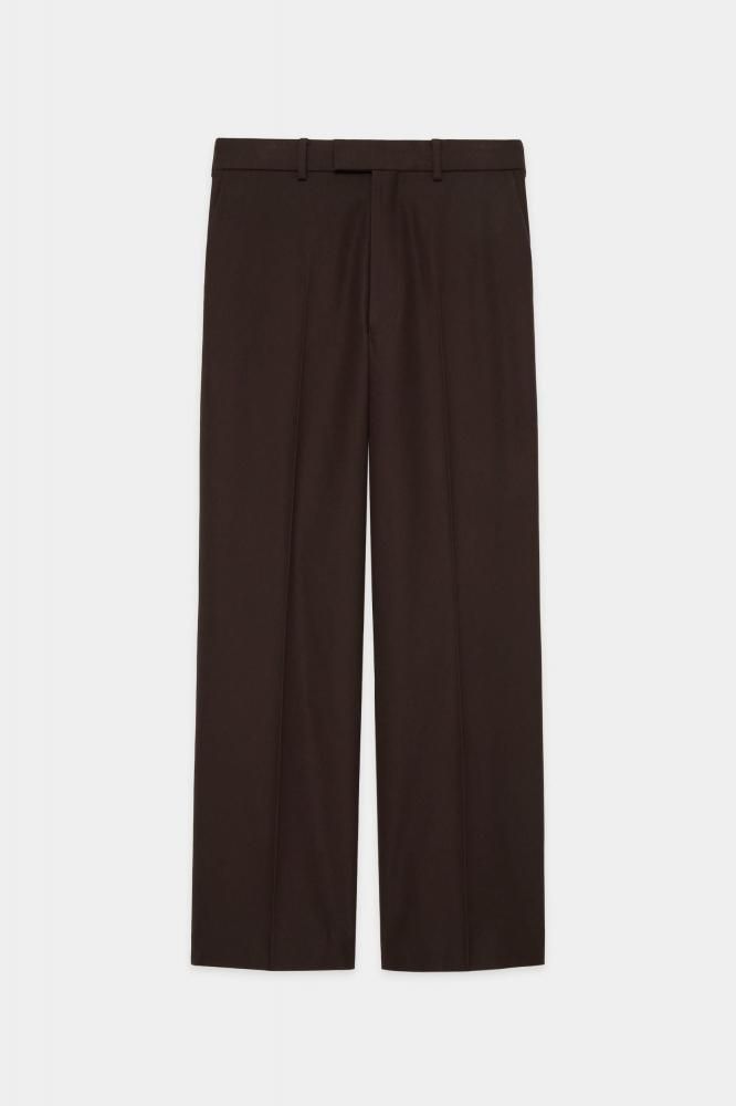ORGANIC COTTON GABARDINE WIDE STRAIGHT TROUSERS(OLIVE DRAB)