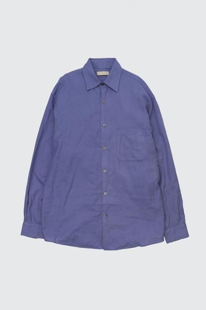 Cotton Silk Garment-dyed Loosed Shirt(BLUE)