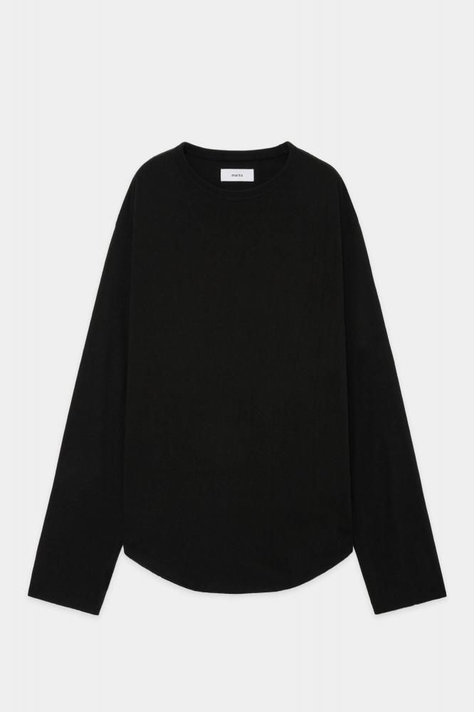 ROUND HEM CREW NECK -NOIL SILK KNIT-(BLACK)
