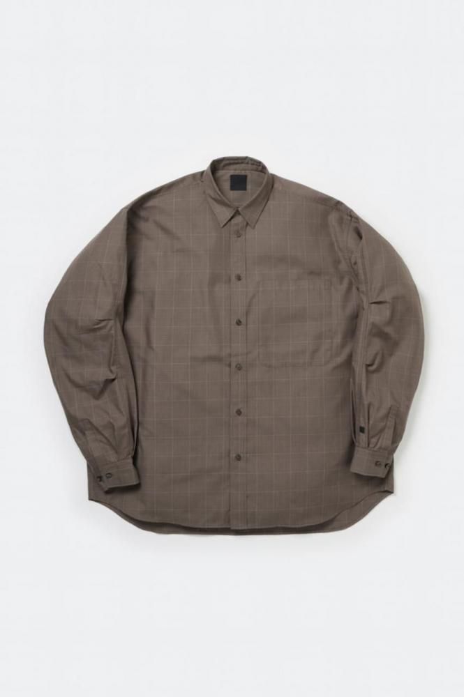 TECH REGULAR COLLAR SHIRT L/S GLEN CHECK(BROWN KHAKI)