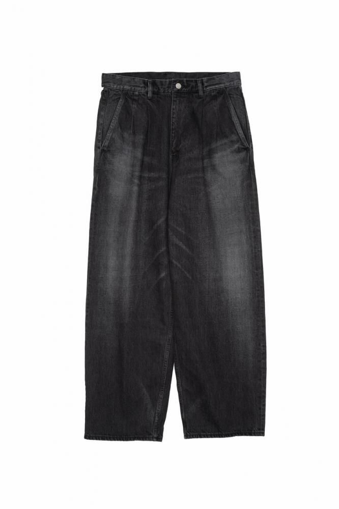 Selvage Denim Two Tuck Pants(BLACK_DARK FADE)