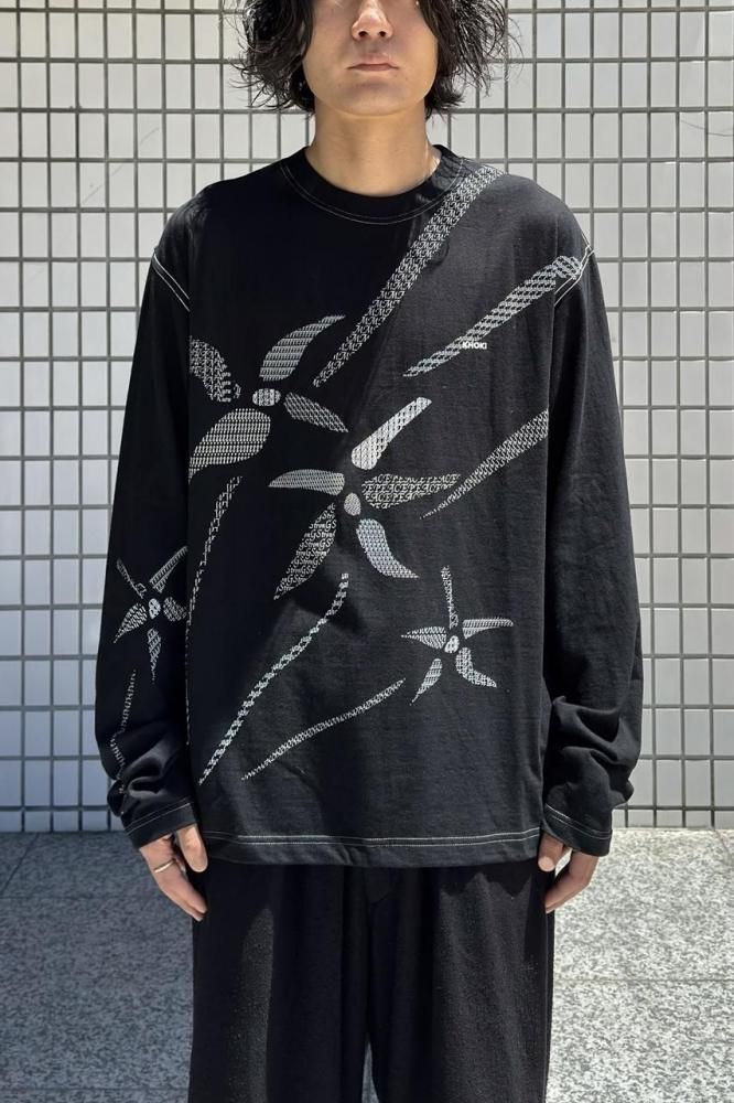 Printed Long-Sleeve T-Shirt(Black)