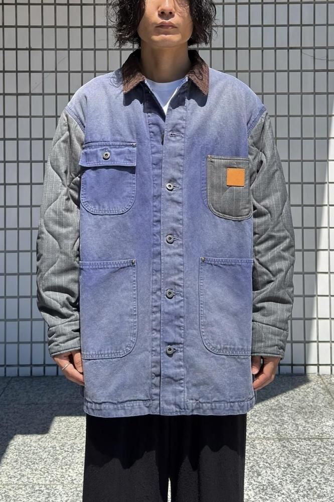 Vintage-Effect Work Coat(Blue)