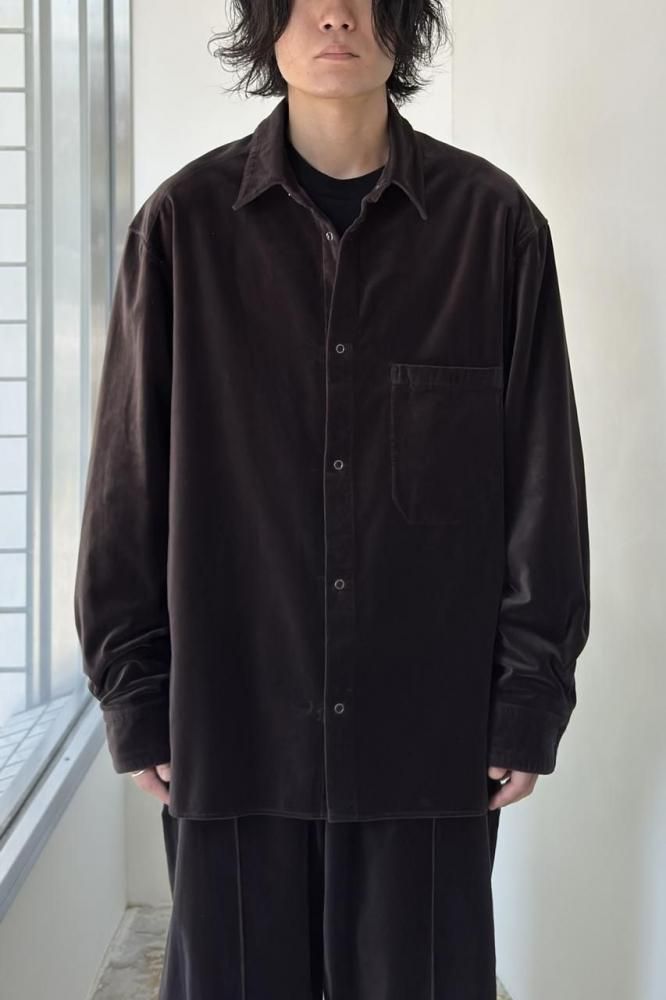 GARMENT DYE VELVET SHIRT(CHARCOAL BROWN)