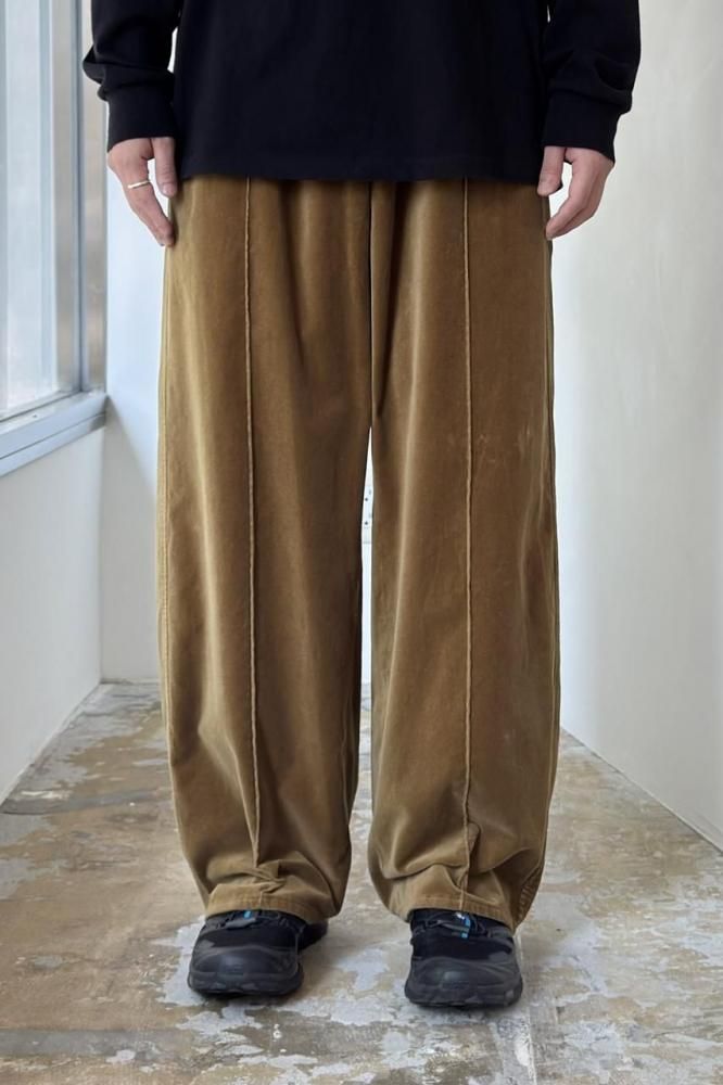 GARMENT DYE VELVET EASY PANTS(GREEN KHAKI)