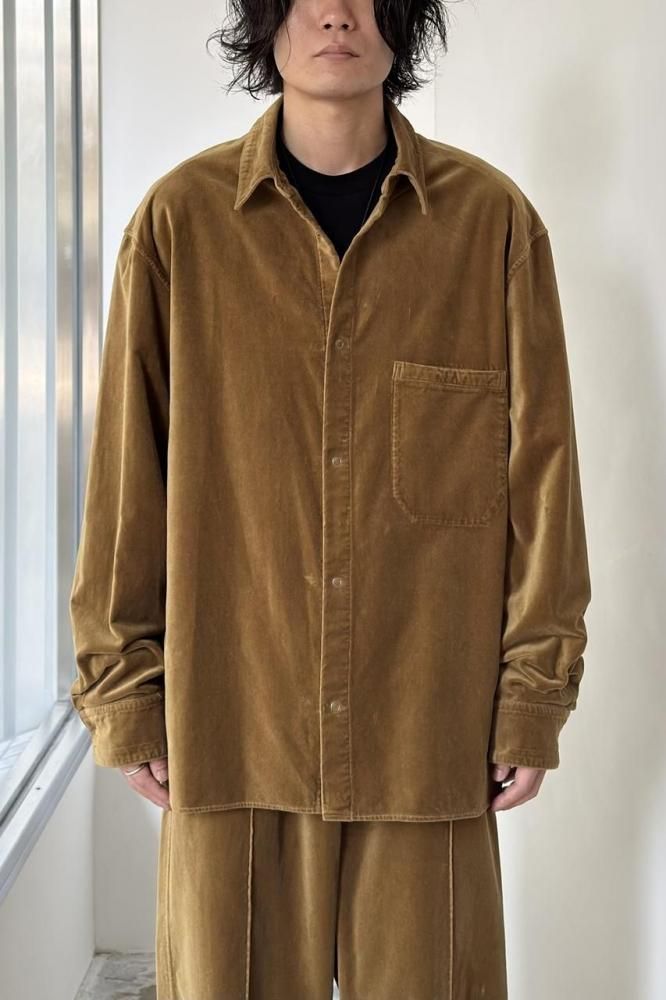 GARMENT DYE VELVET SHIRT(GREEN KHAKI)