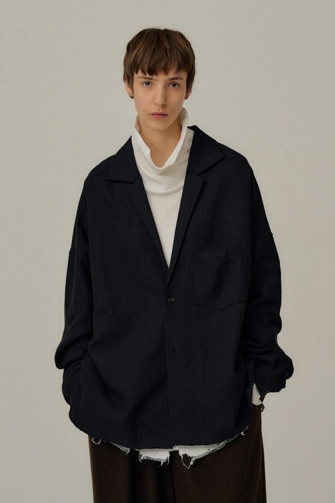 トップス ancellm WASH WOOL TAILORED SHIRT WASH WOOL TAILORED SHIRT(CHARCOAL) - H-L