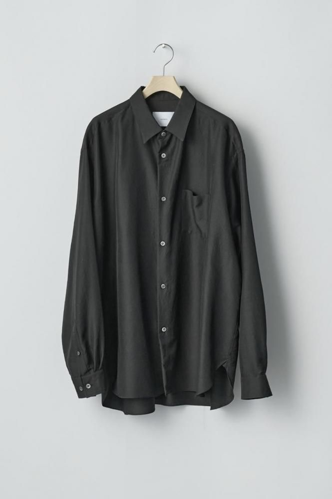 WOOL/SILK REGULAR COLLAR SHIRT(BLACK)