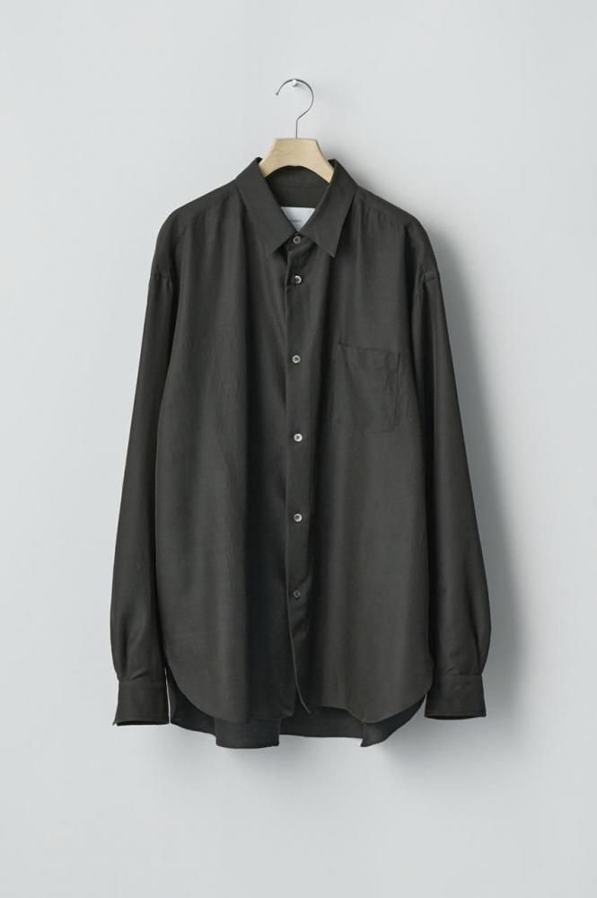 WOOL/SILK REGULAR COLLAR SHIRT(DARK CHARCOAL)