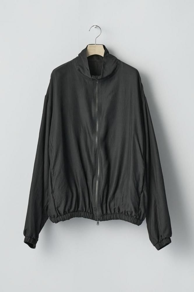 WOOL/SILK SHIRRED LIGHT ZIP JACKET(BLACK) - H-L