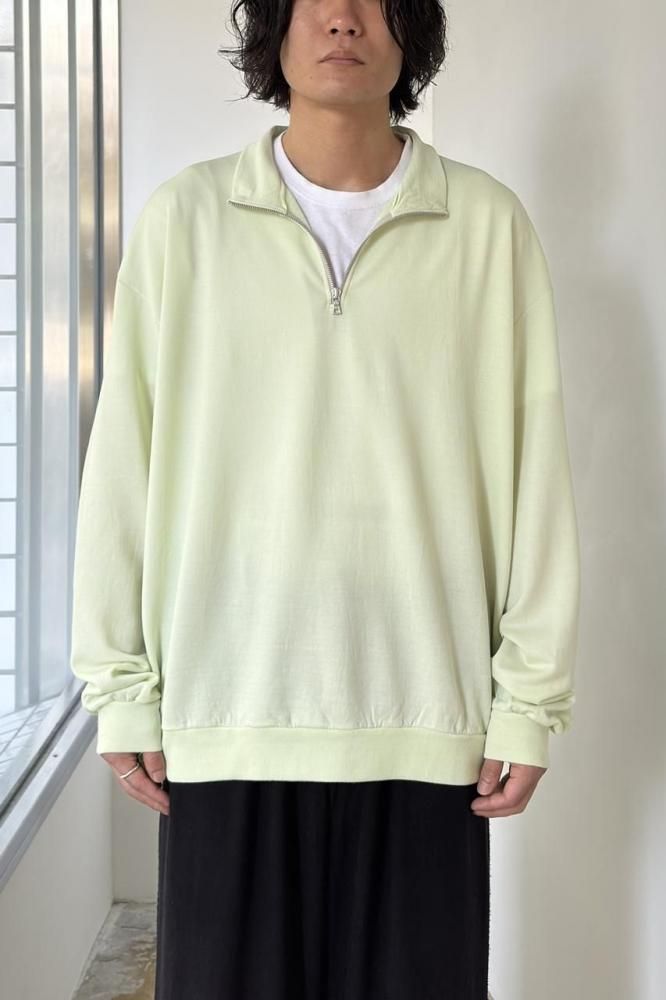 LIGHT WOOL SWEAT HALF ZIP P/O(PALE LIME) - H-L