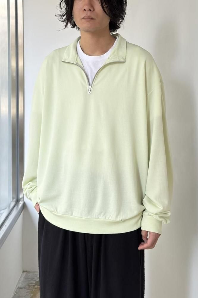 LIGHT WOOL SWEAT HALF ZIP P/O(PALE LIME) - H-L