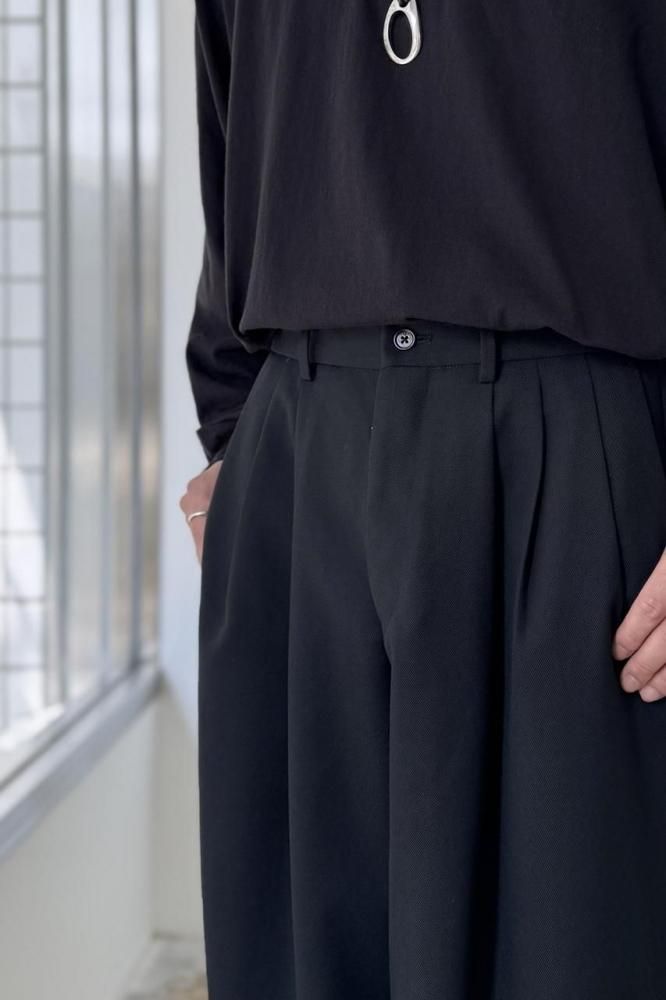ORGANIC WOOL SURVIVAL CLOTH TRIPLE PLEATED WIDE TROUSERS