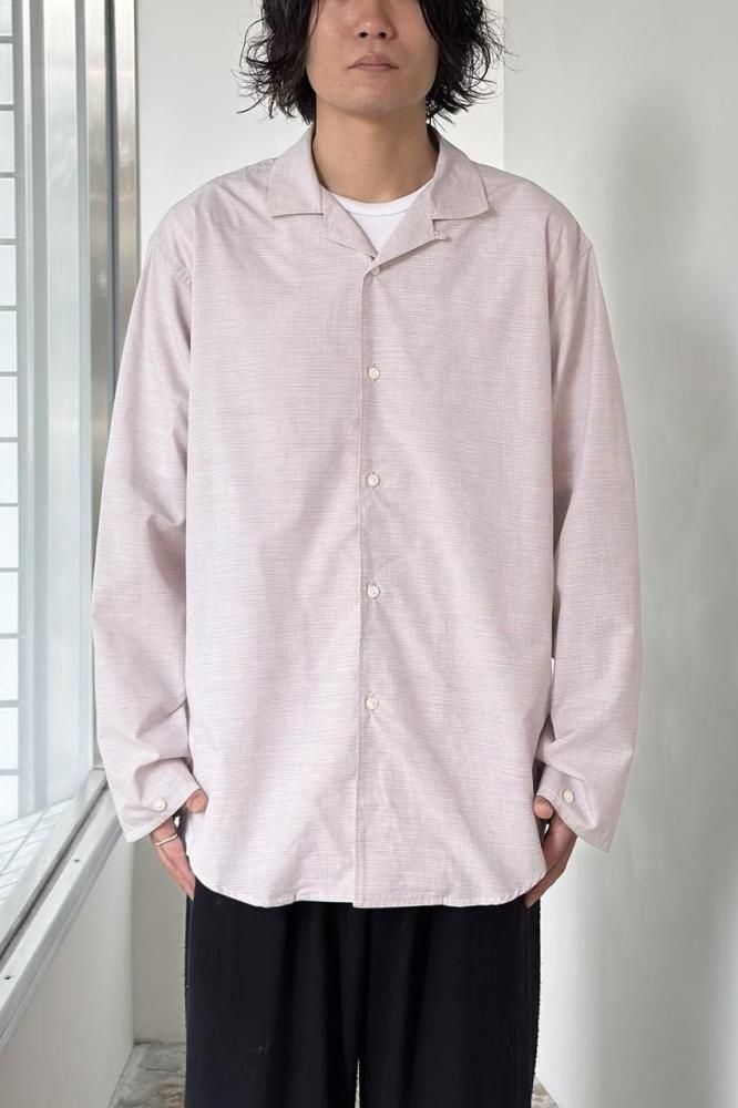 Cotton Lyocell Lounge Shirt(White×Burgundy -Plaid-)