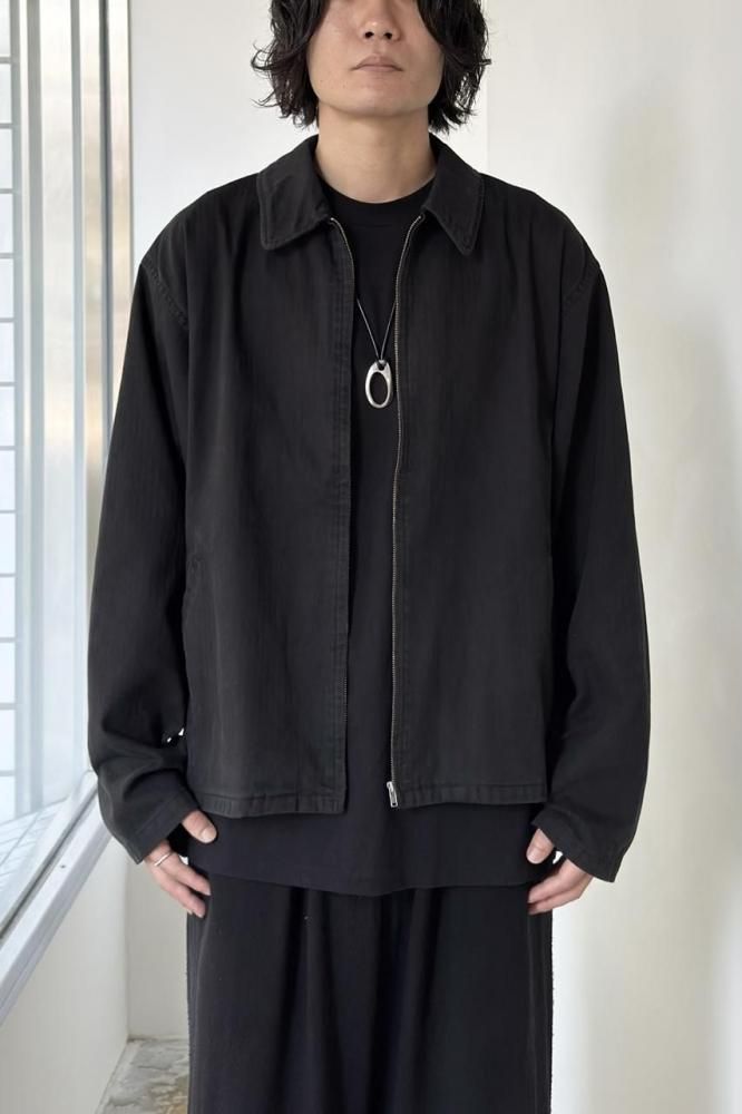 HERRINGBONE ZIP JACKET(BLACK)