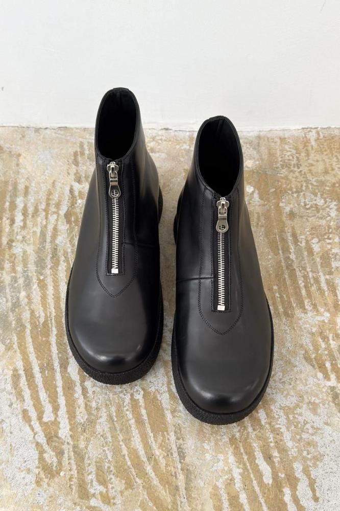 CREPE-CUP FRONT-ZIP(BLACK -STEER-) - H-L