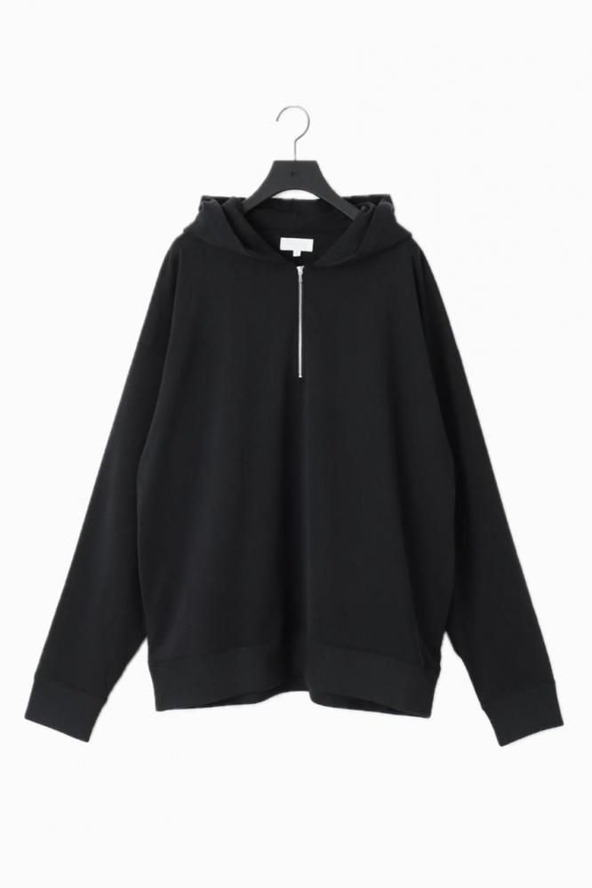 28G Cupro Half Zip Hoodie(BLACK -Night Black-)