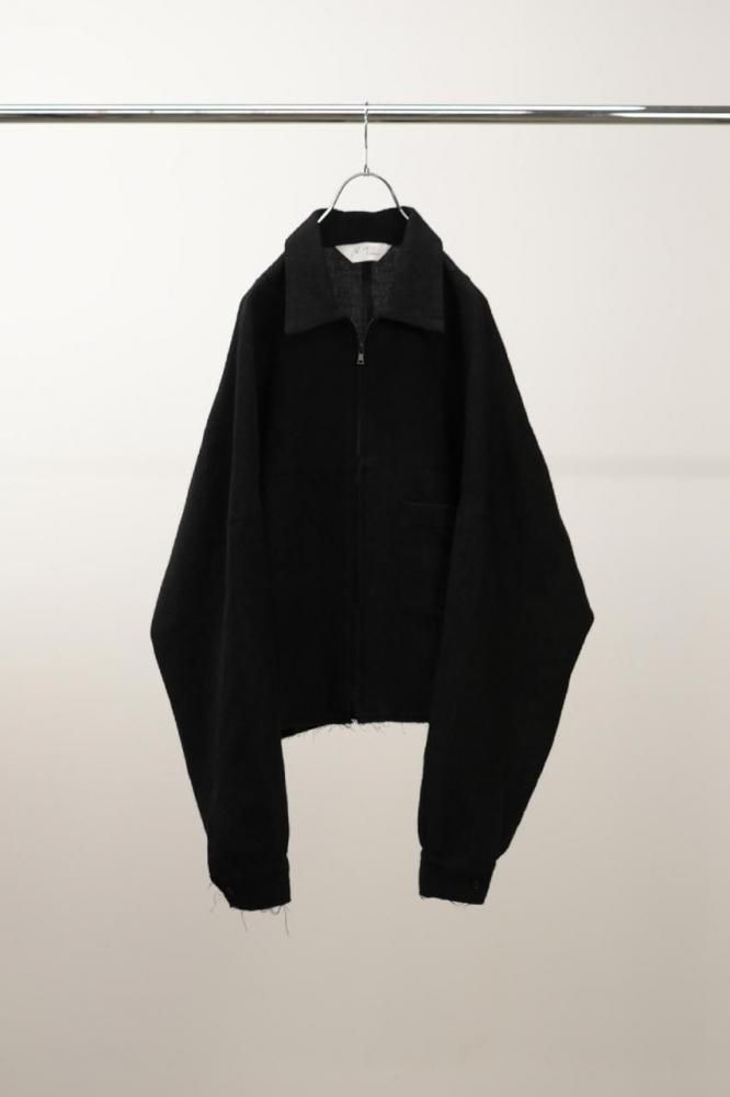 SHRINK WOOL SHORT ZIPUP SHIRT JACKET(BLACK)