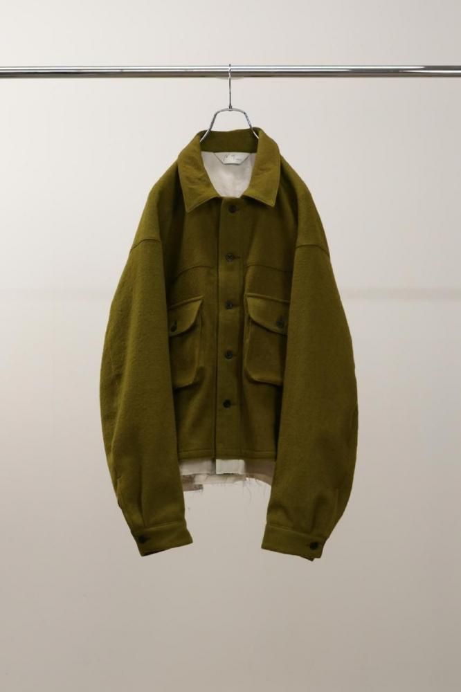 SHRINK WOOL LAYERING JACKET(OLIVE)