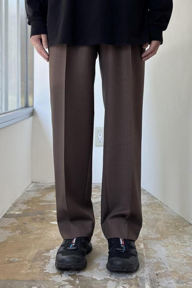 BLUEFACED WOOL TWO-TUCK SLACKS(BROWN RED STRIPE)