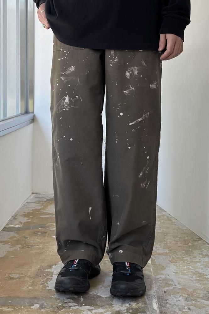 WASHED BAGGY SATIN BLEACHED BAKER PANTS(KHAKI BROWN) - H-L