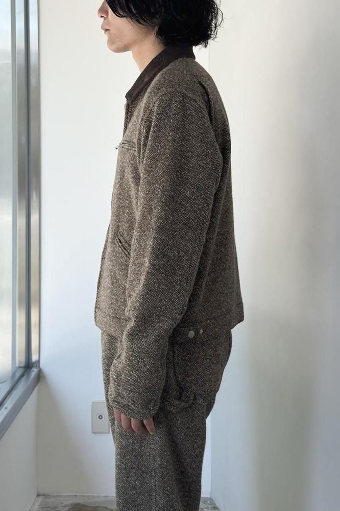 ジャケット・アウター AURALEE SPUN TWEED ZIP BLOUSON BROWN HOMESPUN TWEED ZIP BLOUSON(BROWN) - H-L