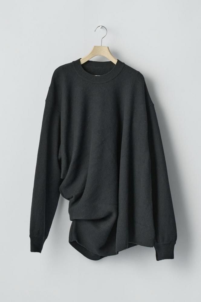 EXTRA FINE WOOL KNIT DEFORMED LS(BLACK)