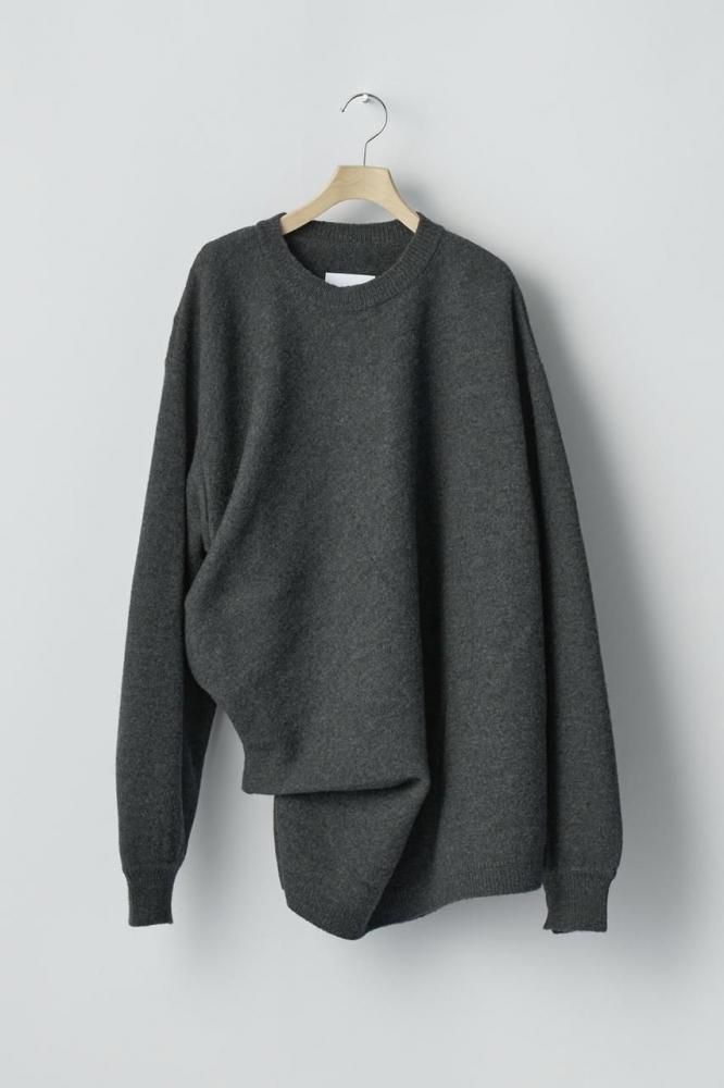 EXTRA FINE WOOL KNIT DEFORMED LS(CHARCOAL)