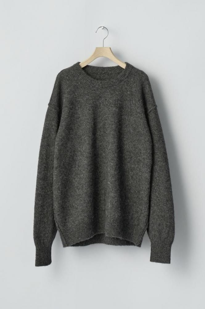 WOOL/ALPACA KNIT CREW NECK LS(CHARCOAL)