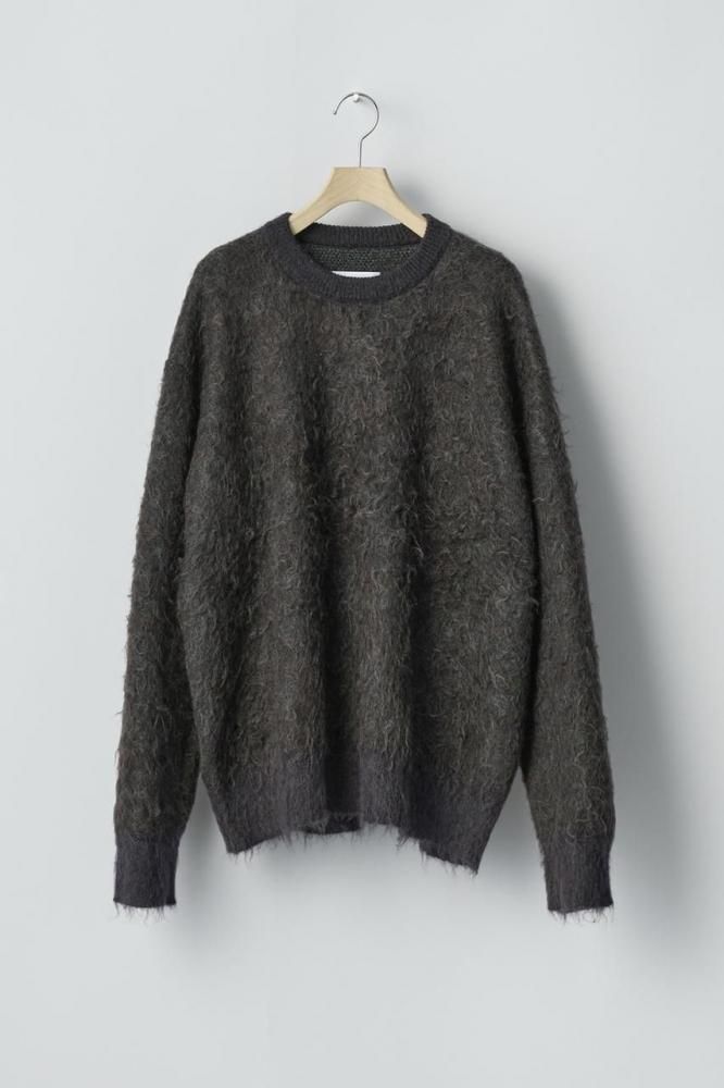 KID MOHAIR MIX JACQUARD KNIT LS(BROWN MIX)