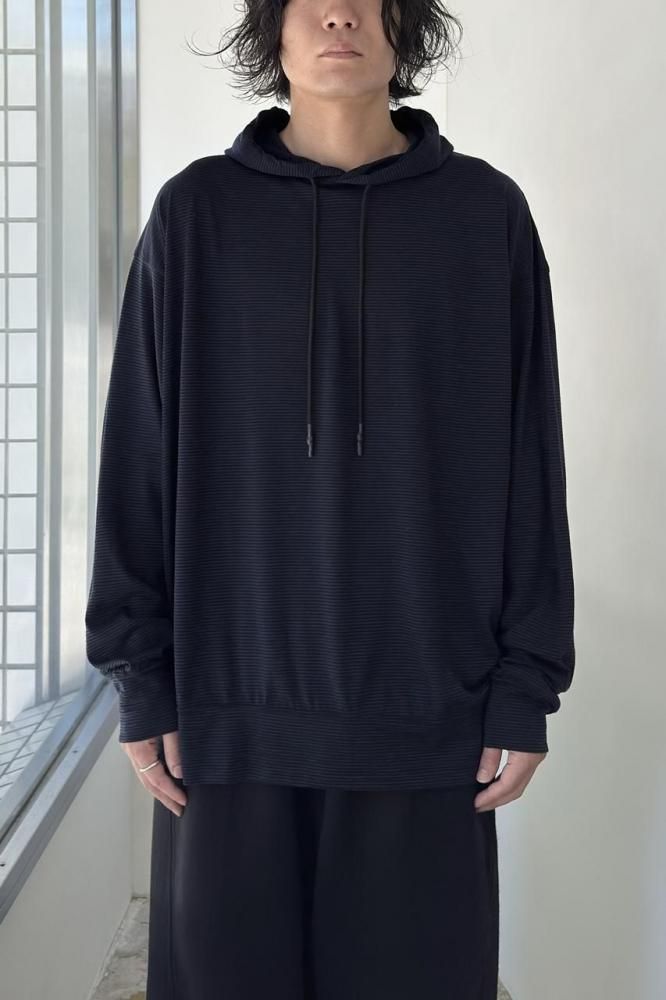 MERINO HOODIE(Black Navy Stripe)