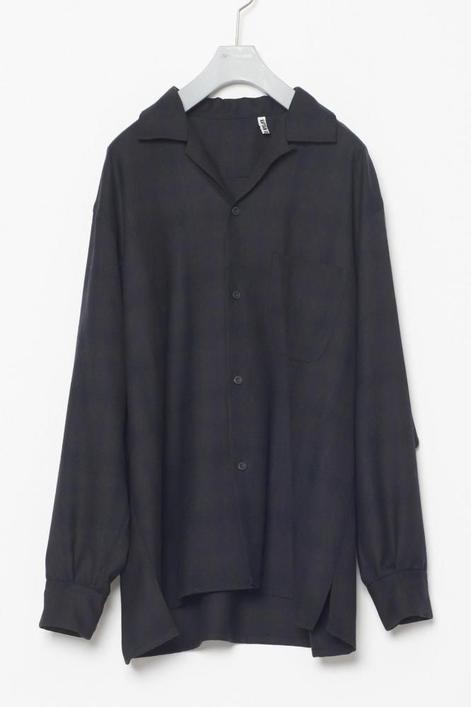Wool Ombre Open Collar Shirt(CHARCOAL OMBRE)