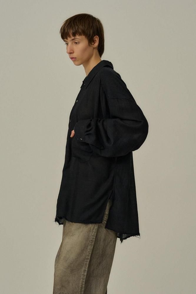 ANCELLM WOOL KERSEY SHIRT アンセルム　シャツ ANCELLM（アンセルム）】WOOL KERSEY SHIRT -BLACK | tadayoi