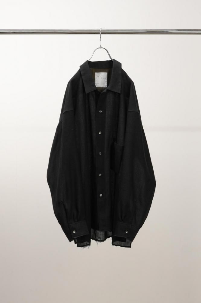 パンツ ANCELLM WOOL JERSEY STRAIGHTPANTS(BLACK) Black stretch wool wide-leg pant – G&B