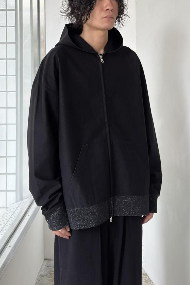 36G Glittery Zip Hoodie(BLACK -Night Black-) - H-L