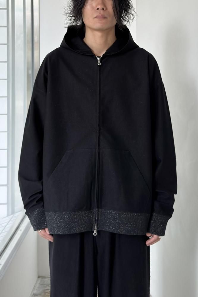 36G Glittery Zip Hoodie(BLACK -Night Black-)